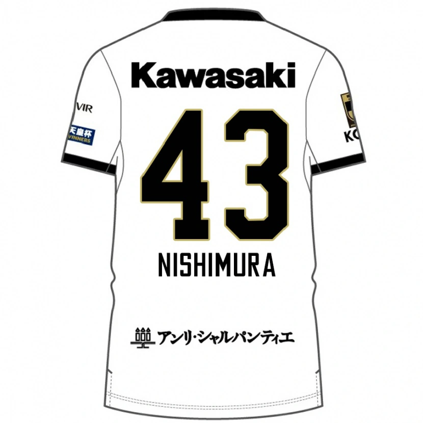 Danxen Barn Nagi Nishimura #43 Vit Svart Bortatröja Matchtröjor 2025/26 Tröjor T-Tröja