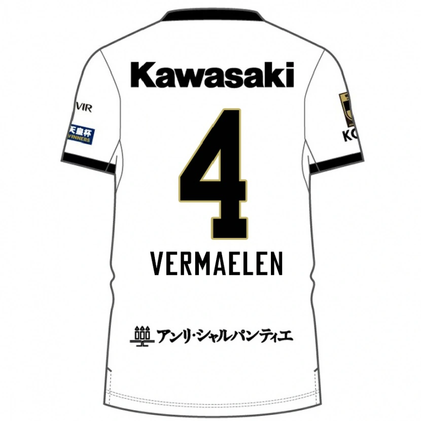 Danxen Barn Thomas Vermaelen #4 Vit Svart Bortatröja Matchtröjor 2025/26 Tröjor T-Tröja