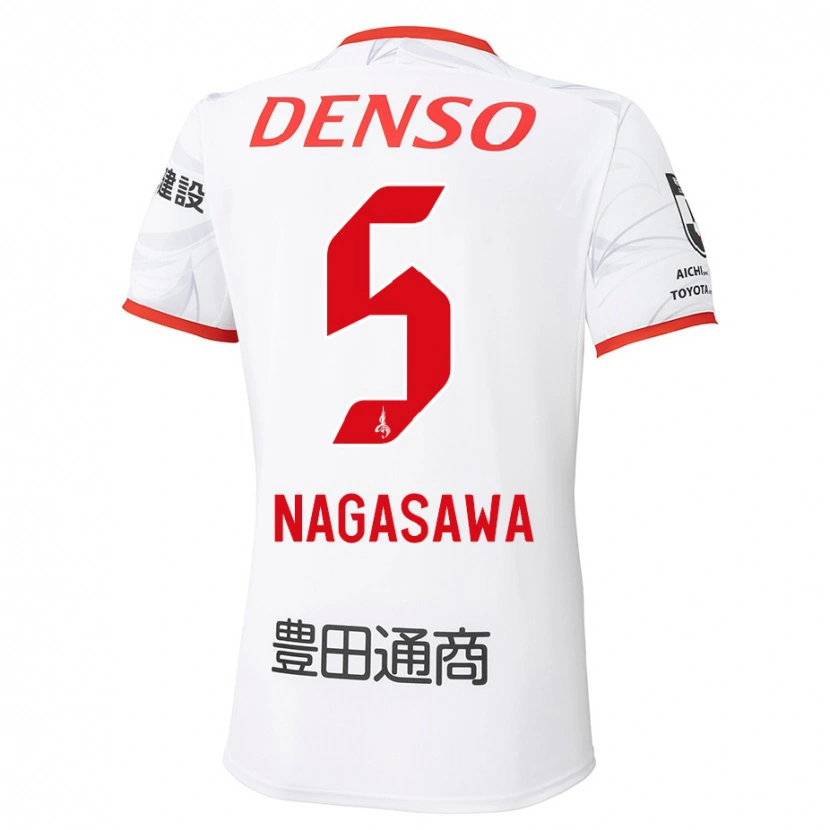 Danxen Barn Kazuki Nagasawa #5 Vit Röd Bortatröja Matchtröjor 2025/26 Tröjor T-Tröja