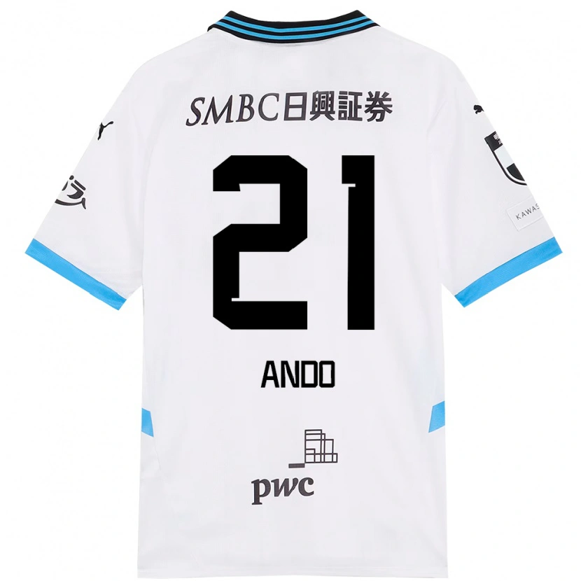 Danxen Barn Shunsuke Ando #21 Vit Himmelsblå Bortatröja Matchtröjor 2025/26 Tröjor T-Tröja