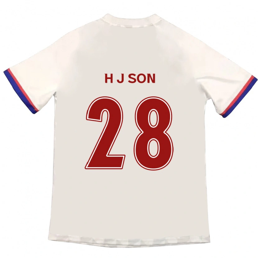 Danxen Barn Jun-Ho Son #28 Off-White Röd Bortatröja Matchtröjor 2025/26 Tröjor T-Tröja