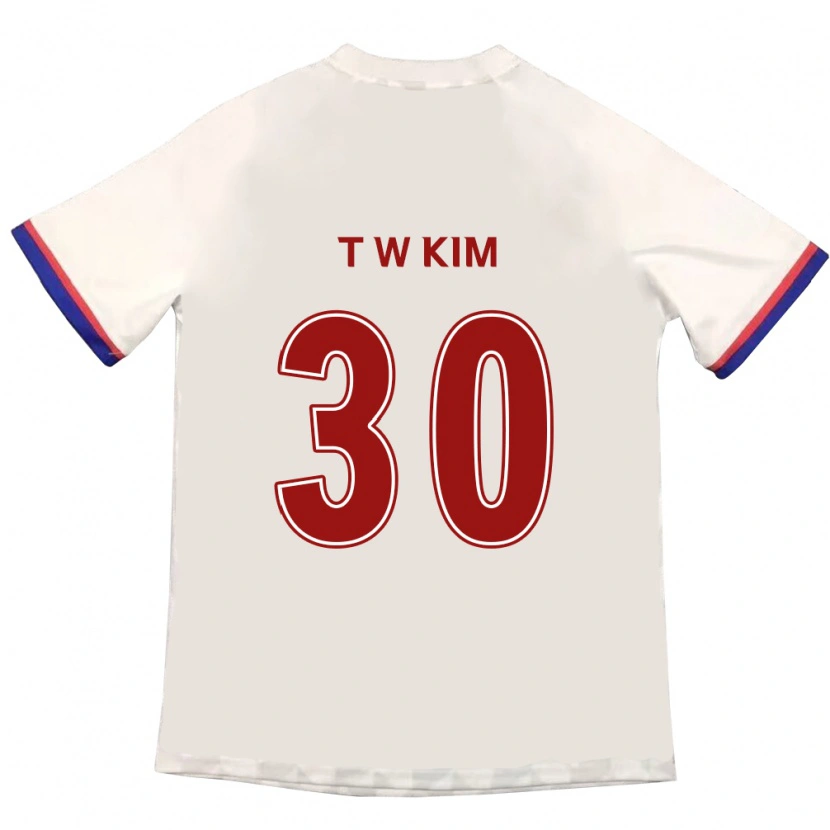 Danxen Barn Tae-Woo Kim #30 Off-White Röd Bortatröja Matchtröjor 2025/26 Tröjor T-Tröja