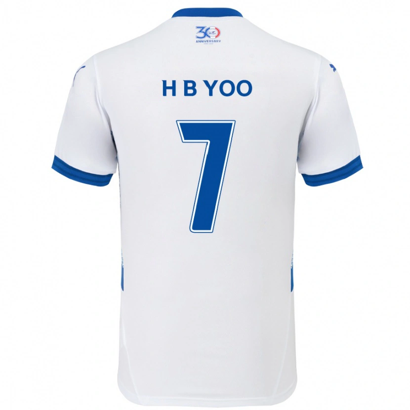 Danxen Barn Byung-Heon Yoo #7 Vit Kungsblå Bortatröja Matchtröjor 2025/26 Tröjor T-Tröja