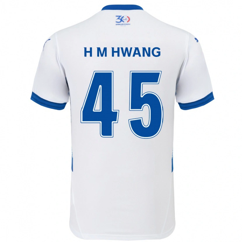 Danxen Barn Myung-Hyun Hwang #45 Vit Kungsblå Bortatröja Matchtröjor 2025/26 Tröjor T-Tröja