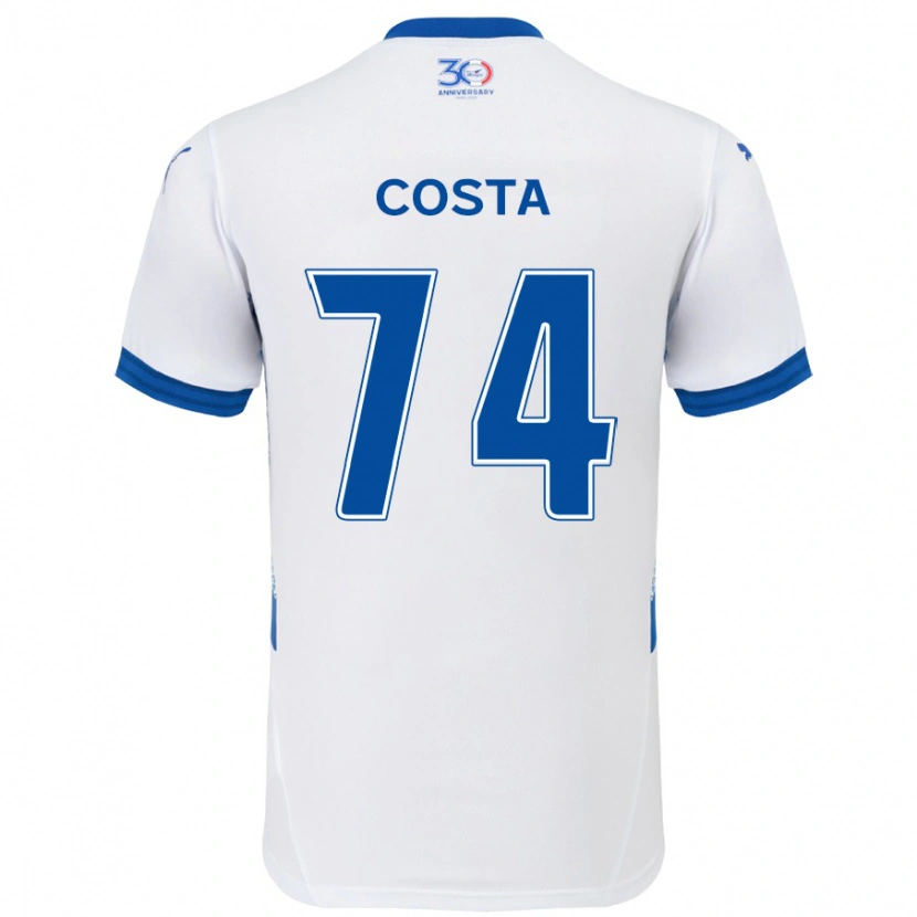 Danxen Barn Bruno Costa #74 Vit Kungsblå Bortatröja Matchtröjor 2025/26 Tröjor T-Tröja
