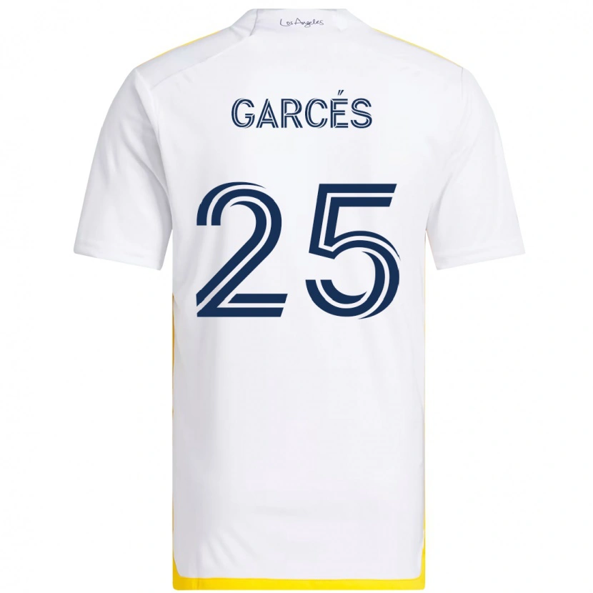 Danxen Män Carlos Garcés #25 Vit Gul Hemmatröja Matchtröjor 2025/26 Tröjor T-Tröja