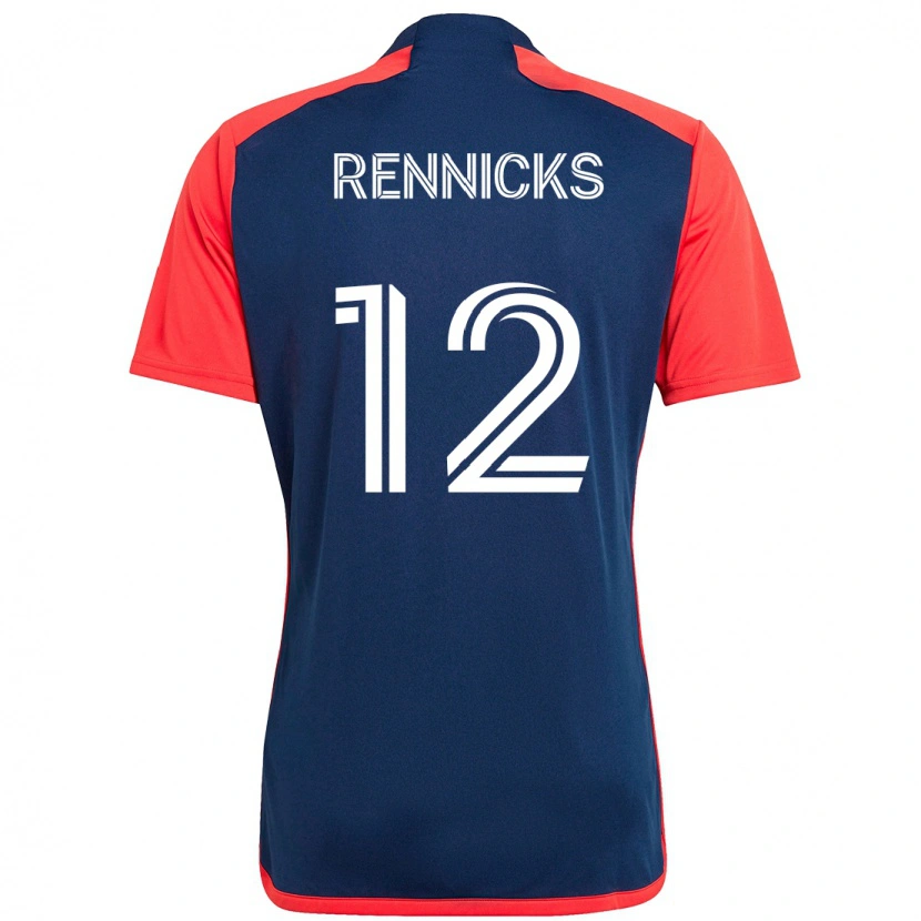 Danxen Män Justin Rennicks #12 Blå Röd Hemmatröja Matchtröjor 2025/26 Tröjor T-Tröja