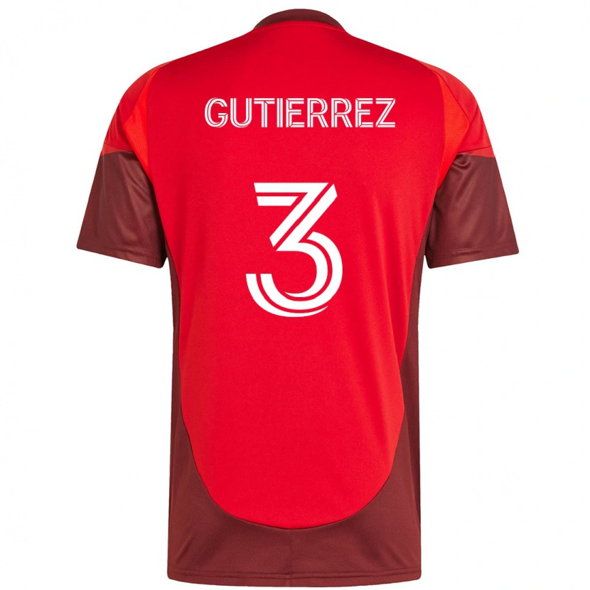 Danxen Män Cristián Gutiérrez #3 Röd Vit Hemmatröja Matchtröjor 2025/26 Tröjor T-Tröja