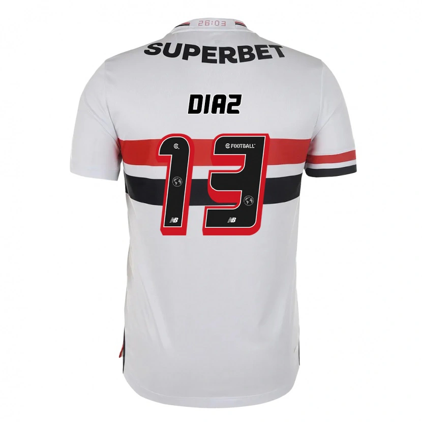 Danxen Män Enzo Díaz #13 Röd Svart Vit Hemmatröja Matchtröjor 2025/26 Tröjor T-Tröja