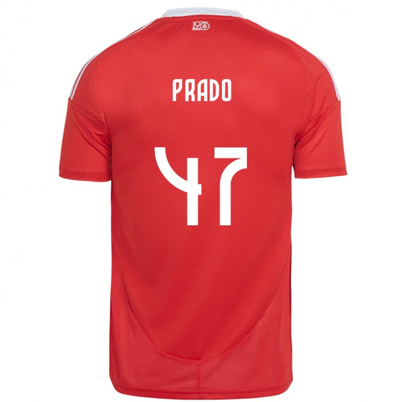 Danxen Män Gustavo Prado #47 Röd Vit Hemmatröja Matchtröjor 2025/26 Tröjor T-Tröja