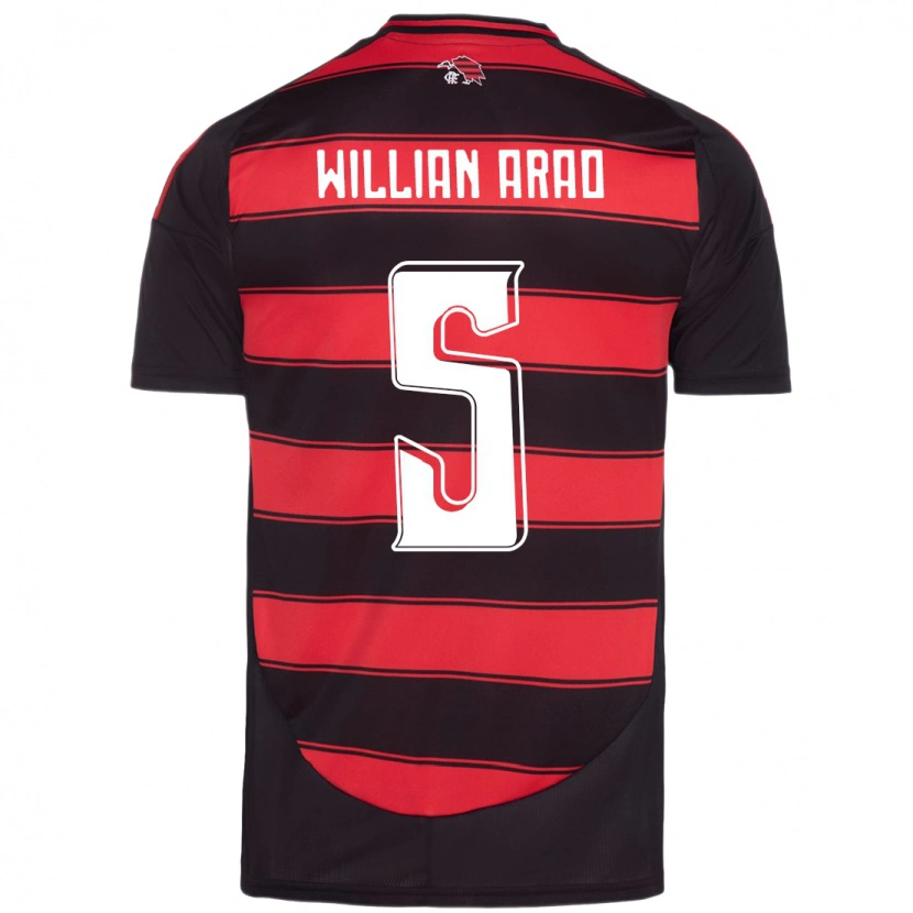 Danxen Män Willian Arao #5 Röd Svart Hemmatröja Matchtröjor 2025/26 Tröjor T-Tröja