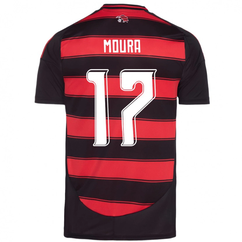 Danxen Män Hugo Moura #17 Röd Svart Hemmatröja Matchtröjor 2025/26 Tröjor T-Tröja