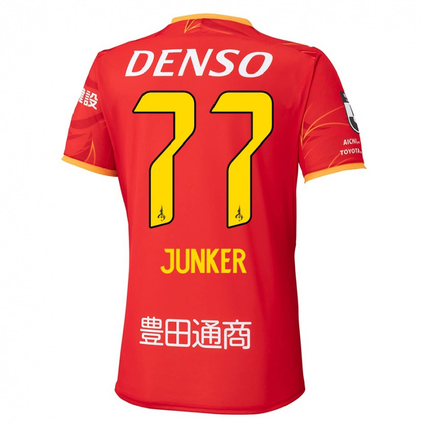 Danxen Män Kasper Junker #77 Röd Gul Hemmatröja Matchtröjor 2025/26 Tröjor T-Tröja