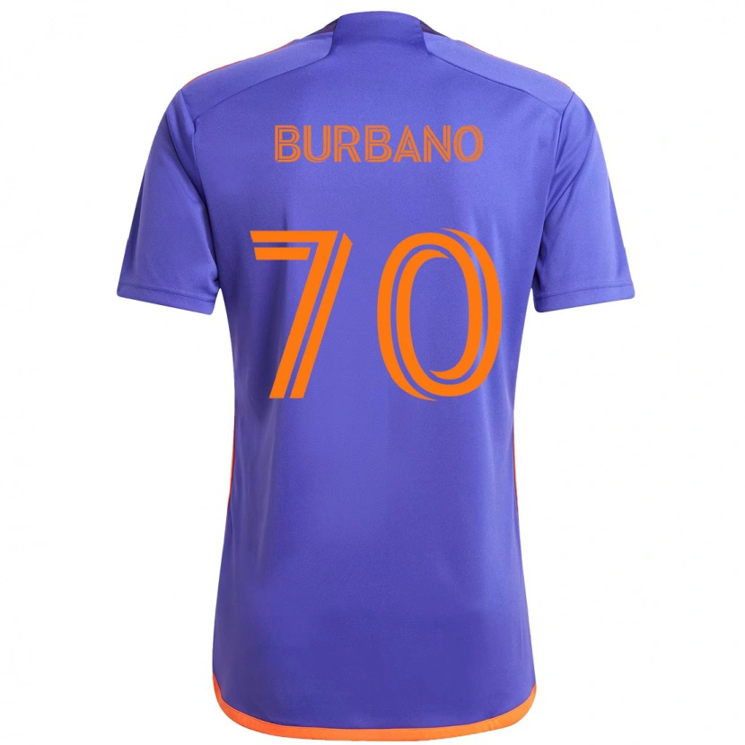 Danxen Män Jordy Burbano #70 Lila Orange Bortatröja Matchtröjor 2025/26 Tröjor T-Tröja