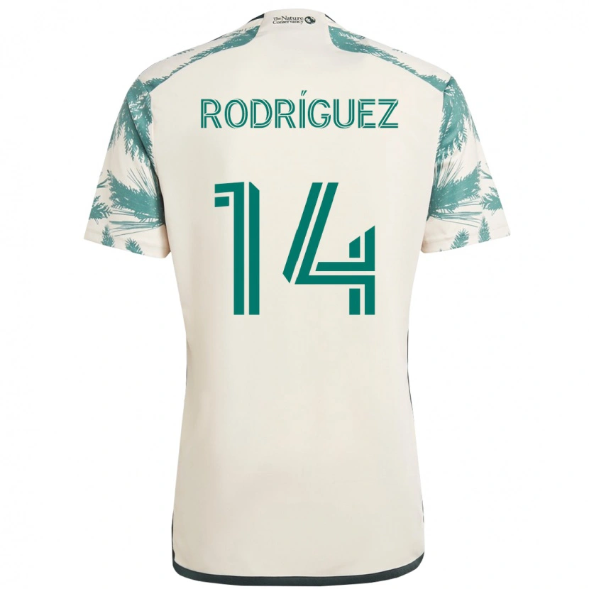 Danxen Män Jonathan Rodríguez #14 Beige Grön Bortatröja Matchtröjor 2025/26 Tröjor T-Tröja