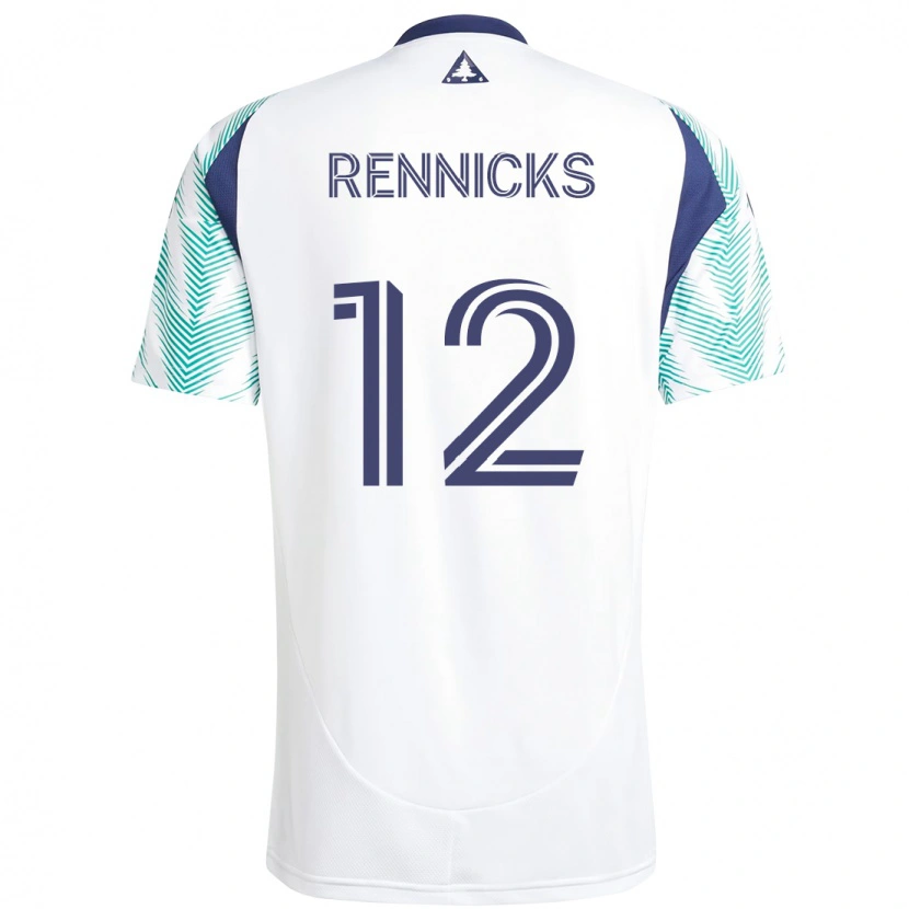 Danxen Män Justin Rennicks #12 Vit Blå Bortatröja Matchtröjor 2025/26 Tröjor T-Tröja