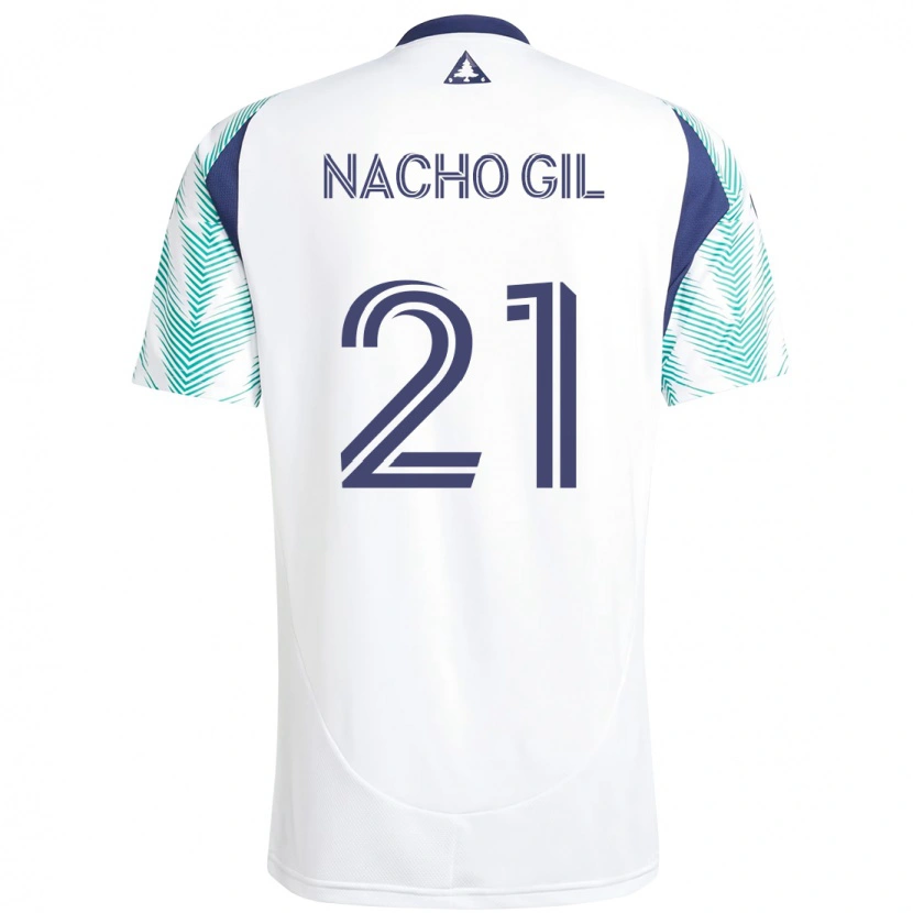 Danxen Män Nacho Gil #21 Vit Blå Bortatröja Matchtröjor 2025/26 Tröjor T-Tröja