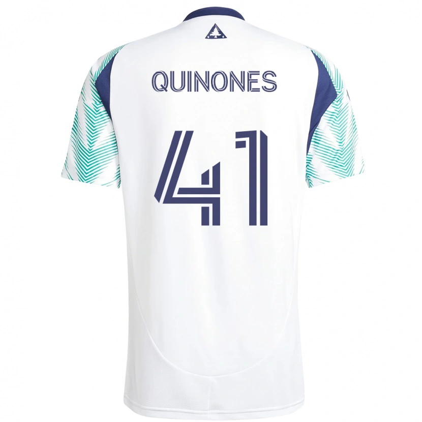 Danxen Män Colby Quiñónes #41 Vit Blå Bortatröja Matchtröjor 2025/26 Tröjor T-Tröja