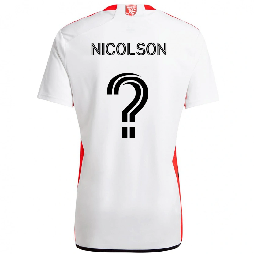 Danxen Män John Nicolson #0 Vit Röd Bortatröja Matchtröjor 2025/26 Tröjor T-Tröja