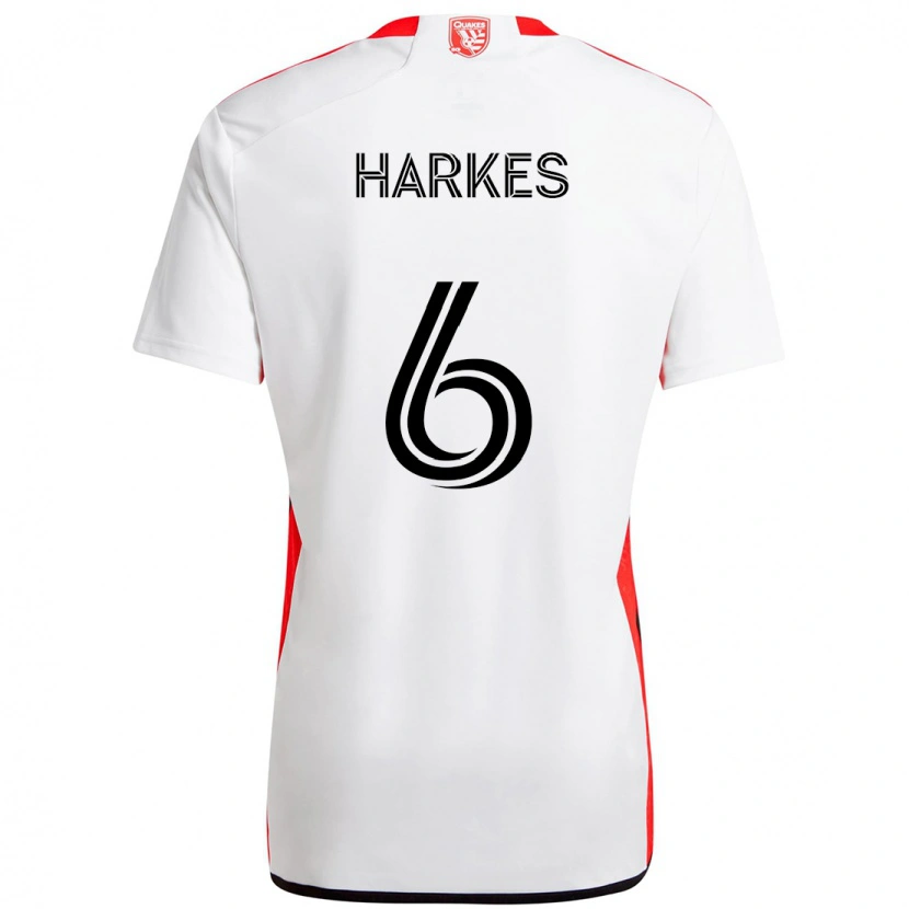 Danxen Män Ian Harkes #6 Vit Röd Bortatröja Matchtröjor 2025/26 Tröjor T-Tröja