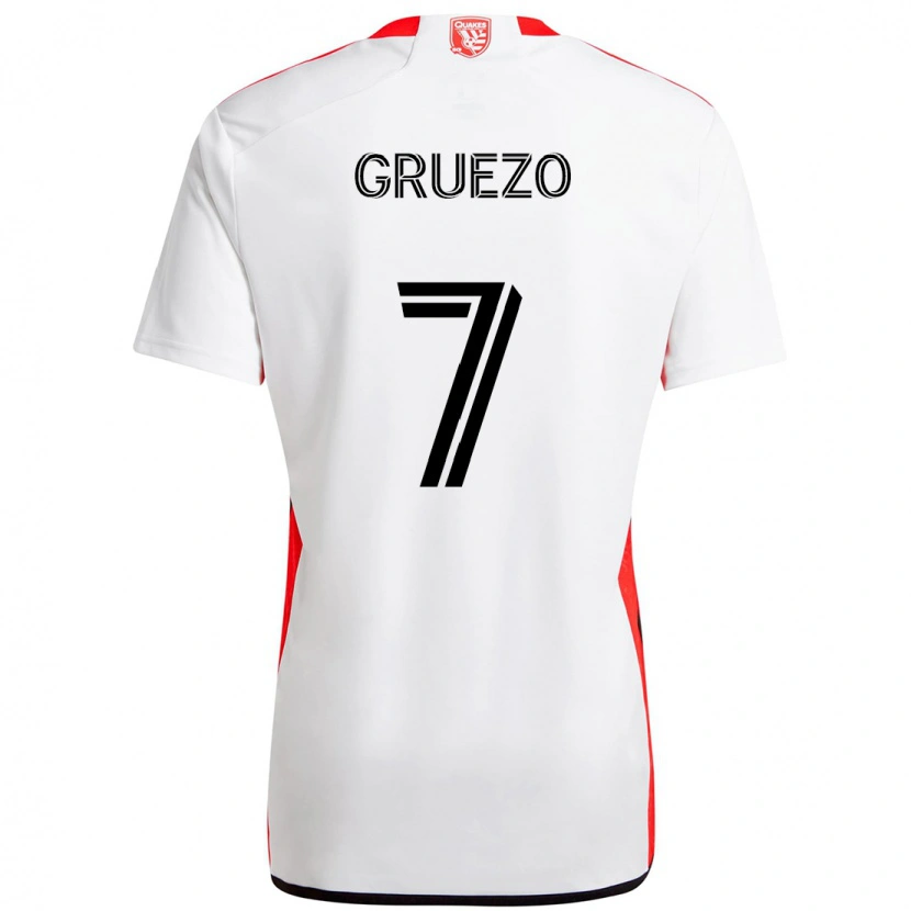 Danxen Män Carlos Gruezo #7 Vit Röd Bortatröja Matchtröjor 2025/26 Tröjor T-Tröja