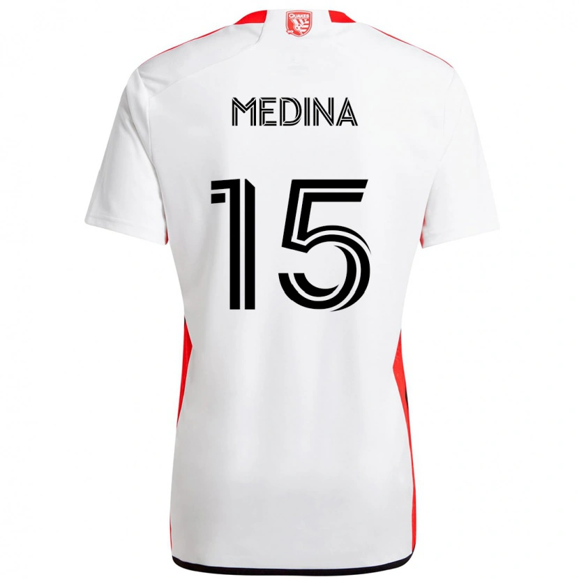 Danxen Män Cruz Medina #15 Vit Röd Bortatröja Matchtröjor 2025/26 Tröjor T-Tröja