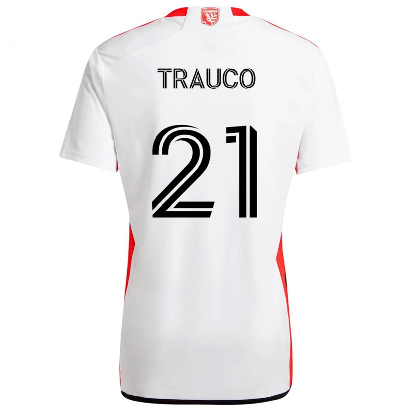 Danxen Män Miguel Trauco #21 Vit Röd Bortatröja Matchtröjor 2025/26 Tröjor T-Tröja