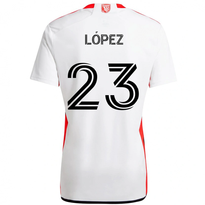 Danxen Män Hernán López #23 Vit Röd Bortatröja Matchtröjor 2025/26 Tröjor T-Tröja
