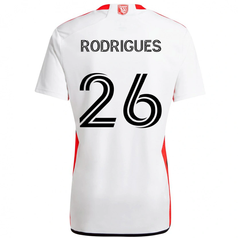 Danxen Män Rodrigues #26 Vit Röd Bortatröja Matchtröjor 2025/26 Tröjor T-Tröja