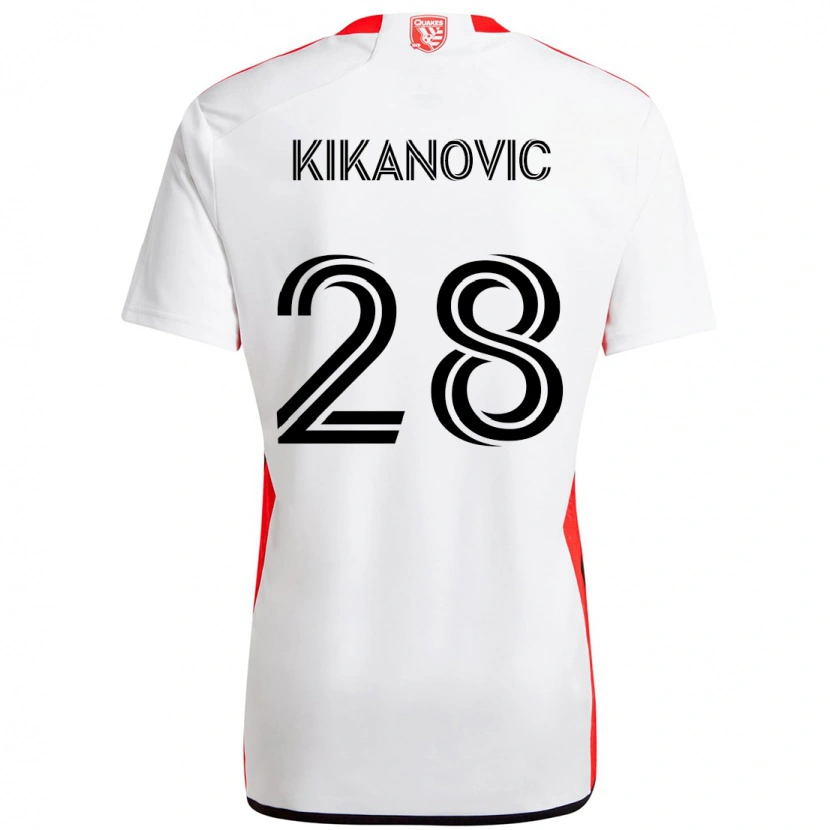 Danxen Män Benjamin Kikanović #28 Vit Röd Bortatröja Matchtröjor 2025/26 Tröjor T-Tröja