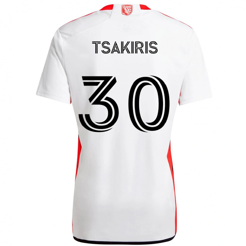 Danxen Män Niko Tsakiris #30 Vit Röd Bortatröja Matchtröjor 2025/26 Tröjor T-Tröja