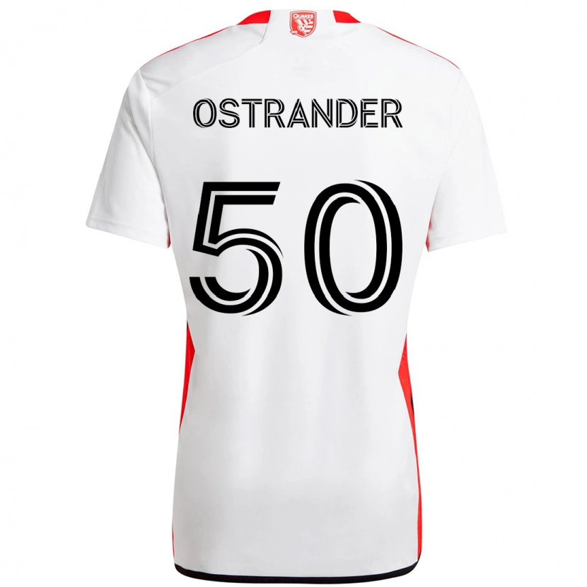 Danxen Män William Ostrander #50 Vit Röd Bortatröja Matchtröjor 2025/26 Tröjor T-Tröja