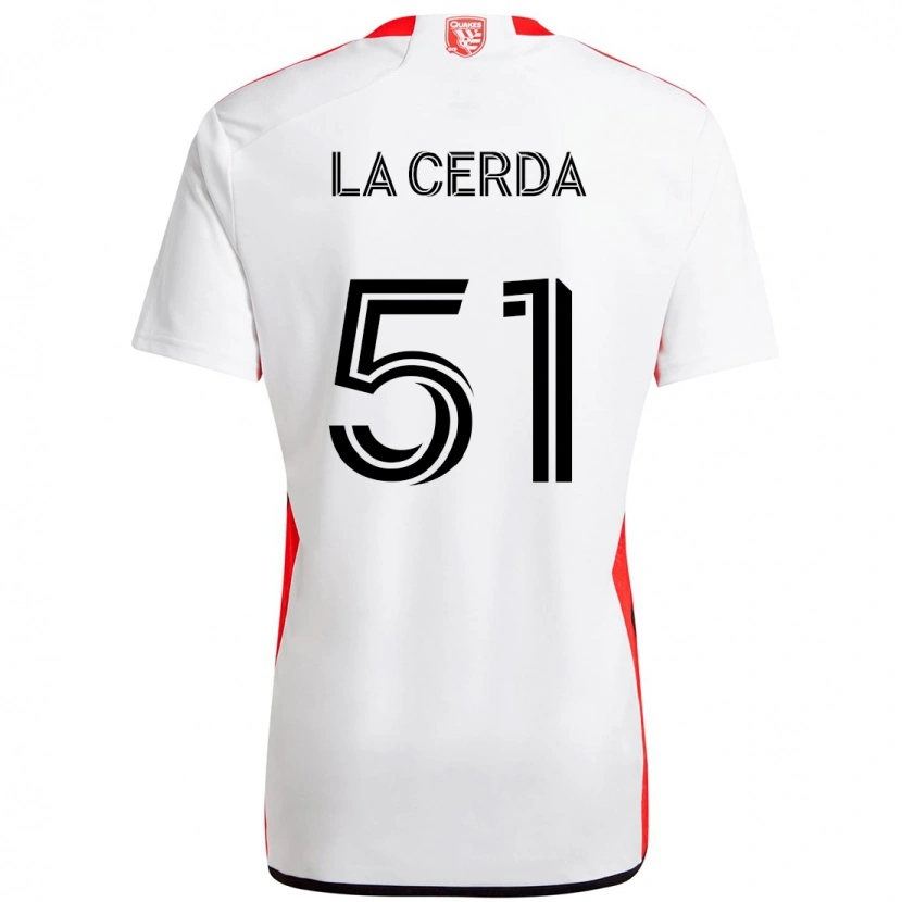 Danxen Män Eric De La Cerda #51 Vit Röd Bortatröja Matchtröjor 2025/26 Tröjor T-Tröja