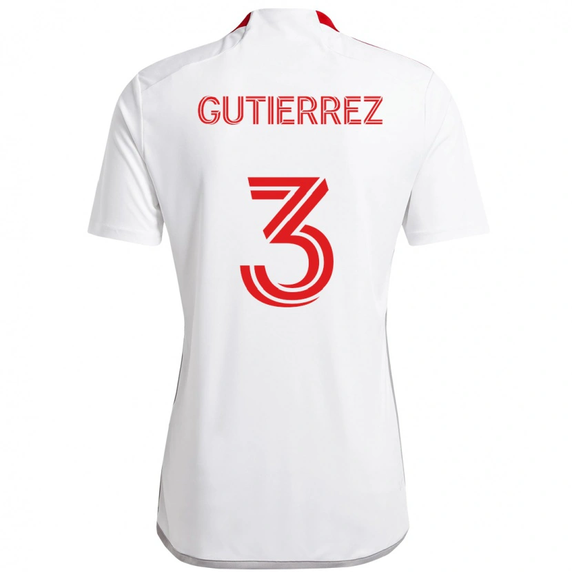Danxen Män Cristián Gutiérrez #3 Vit Röd Bortatröja Matchtröjor 2025/26 Tröjor T-Tröja