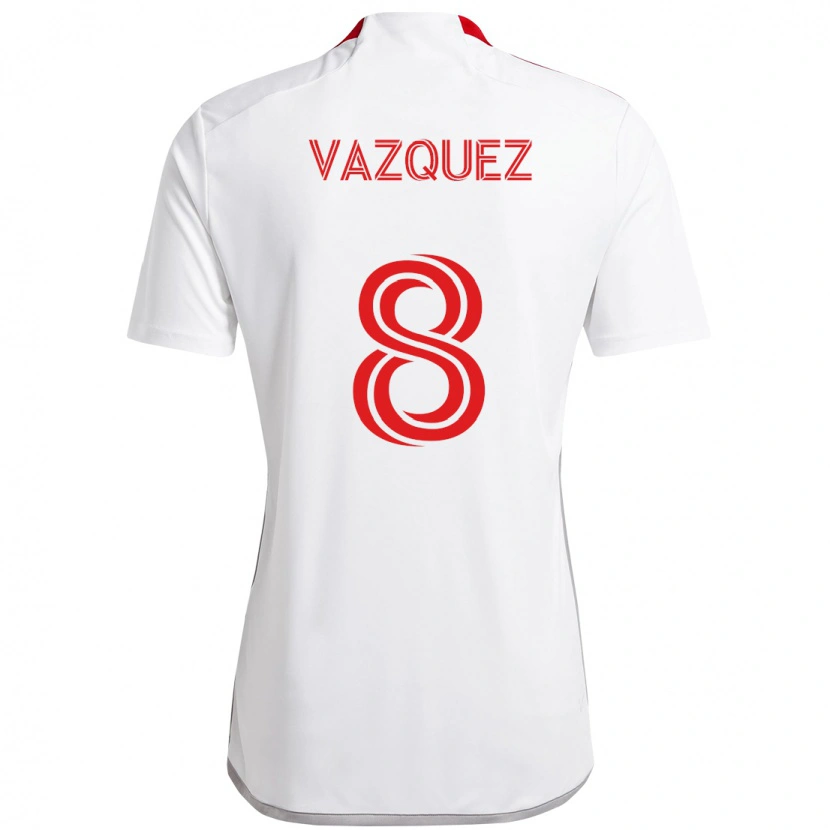 Danxen Män Víctor Vázquez #8 Vit Röd Bortatröja Matchtröjor 2025/26 Tröjor T-Tröja