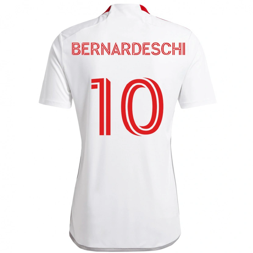 Danxen Män Federico Bernardeschi #10 Vit Röd Bortatröja Matchtröjor 2025/26 Tröjor T-Tröja