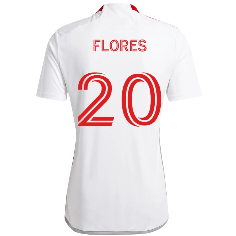 Danxen Män Deybi Flores #20 Vit Röd Bortatröja Matchtröjor 2025/26 Tröjor T-Tröja