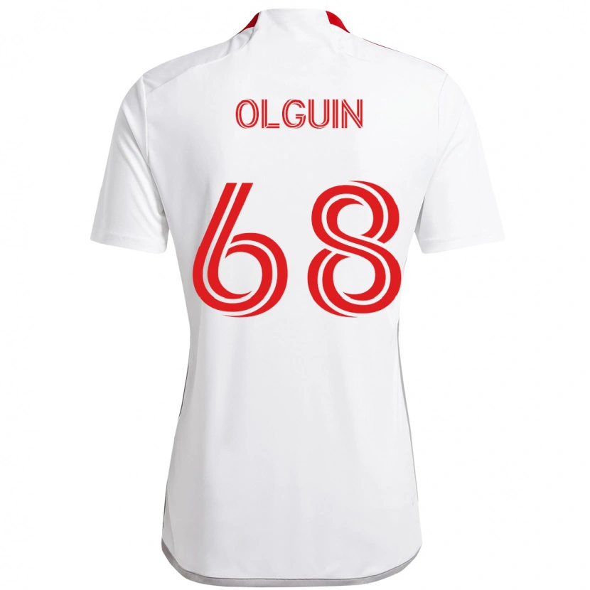 Danxen Män Lucas Olguin #68 Vit Röd Bortatröja Matchtröjor 2025/26 Tröjor T-Tröja