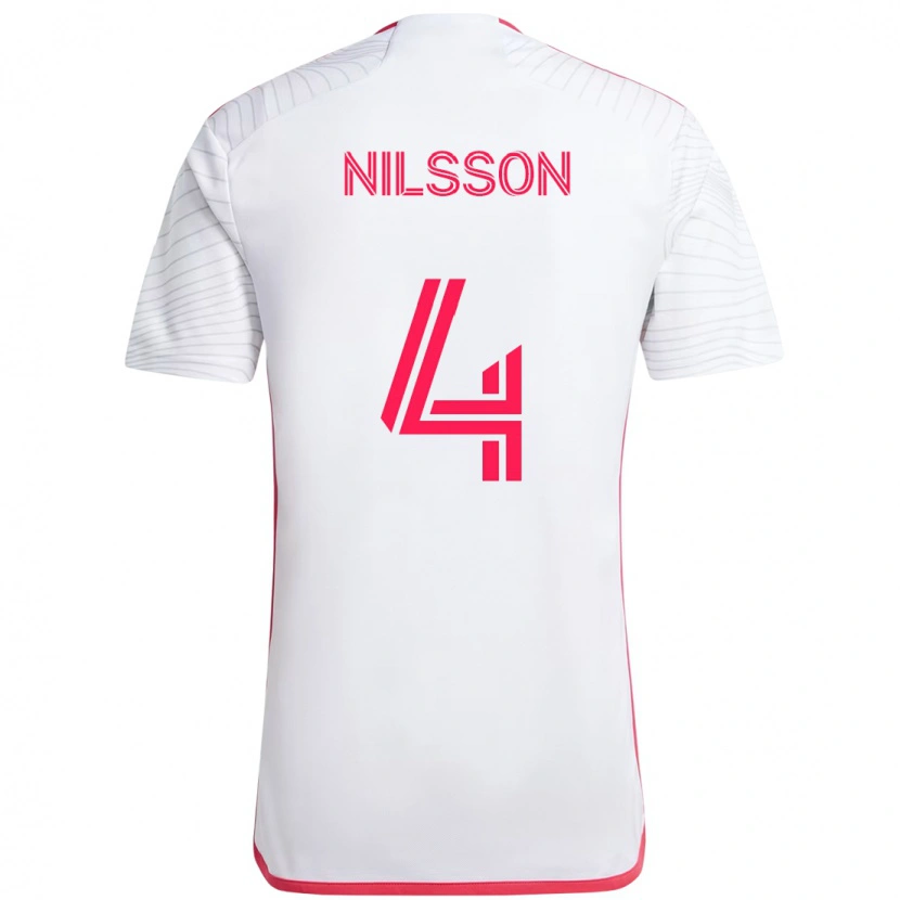 Danxen Män Joakim Nilsson #4 Vit Magenta Bortatröja Matchtröjor 2025/26 Tröjor T-Tröja