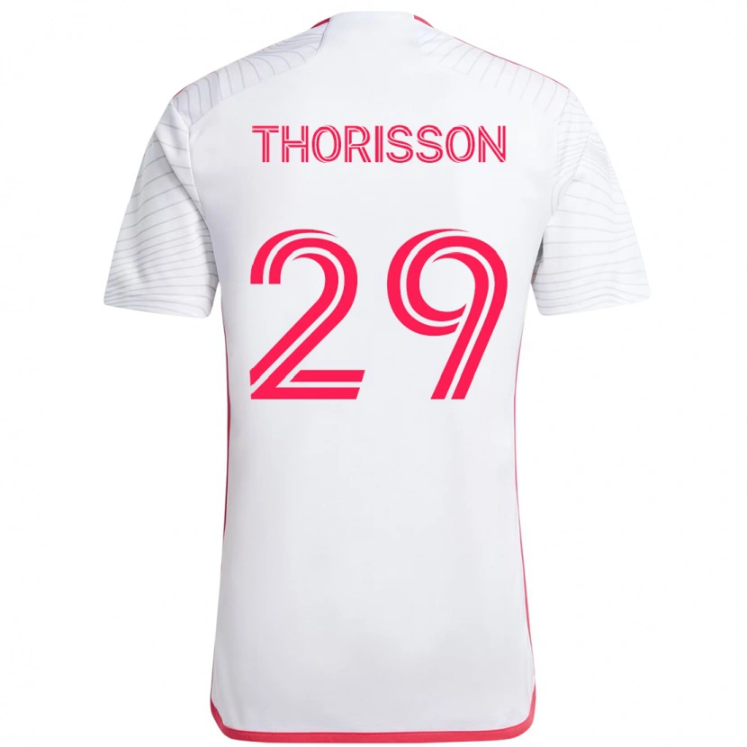 Danxen Män Nökkvi Thórisson #29 Vit Magenta Bortatröja Matchtröjor 2025/26 Tröjor T-Tröja
