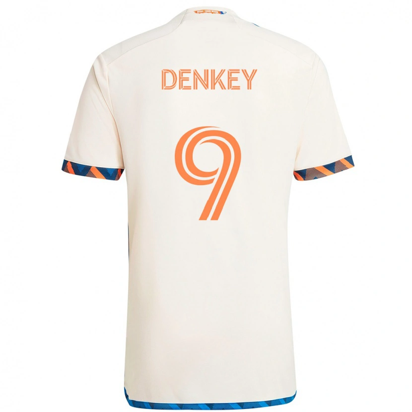 Danxen Män Kévin Denkey #9 Vit Blå Orange Bortatröja Matchtröjor 2025/26 Tröjor T-Tröja