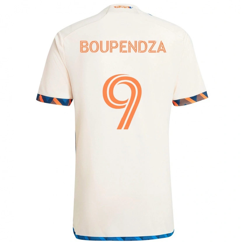 Danxen Män Aaron Boupendza #9 Vit Blå Orange Bortatröja Matchtröjor 2025/26 Tröjor T-Tröja