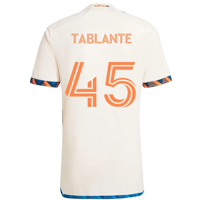 Danxen Män Moises Tablante #45 Vit Blå Orange Bortatröja Matchtröjor 2025/26 Tröjor T-Tröja