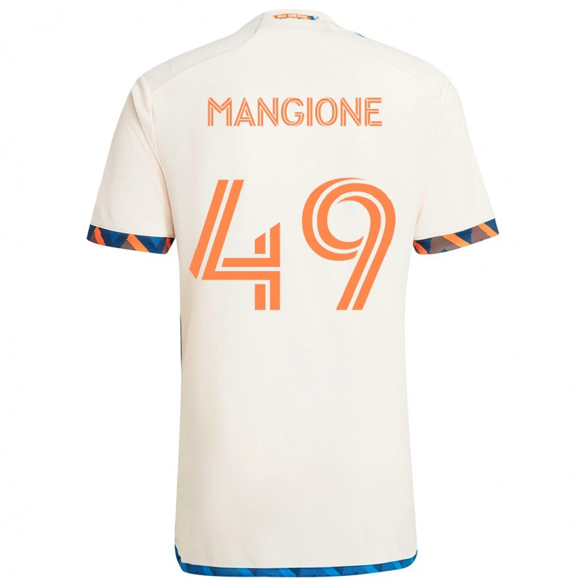 Danxen Män Peter Mangione #49 Vit Blå Orange Bortatröja Matchtröjor 2025/26 Tröjor T-Tröja