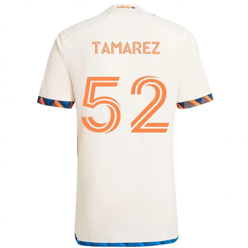 Danxen Män Lucas Tamarez #52 Vit Blå Orange Bortatröja Matchtröjor 2025/26 Tröjor T-Tröja