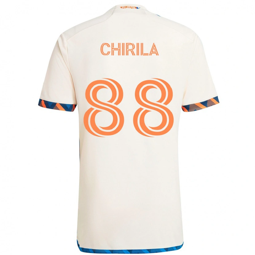 Danxen Män Andrei Chirilă #88 Vit Blå Orange Bortatröja Matchtröjor 2025/26 Tröjor T-Tröja
