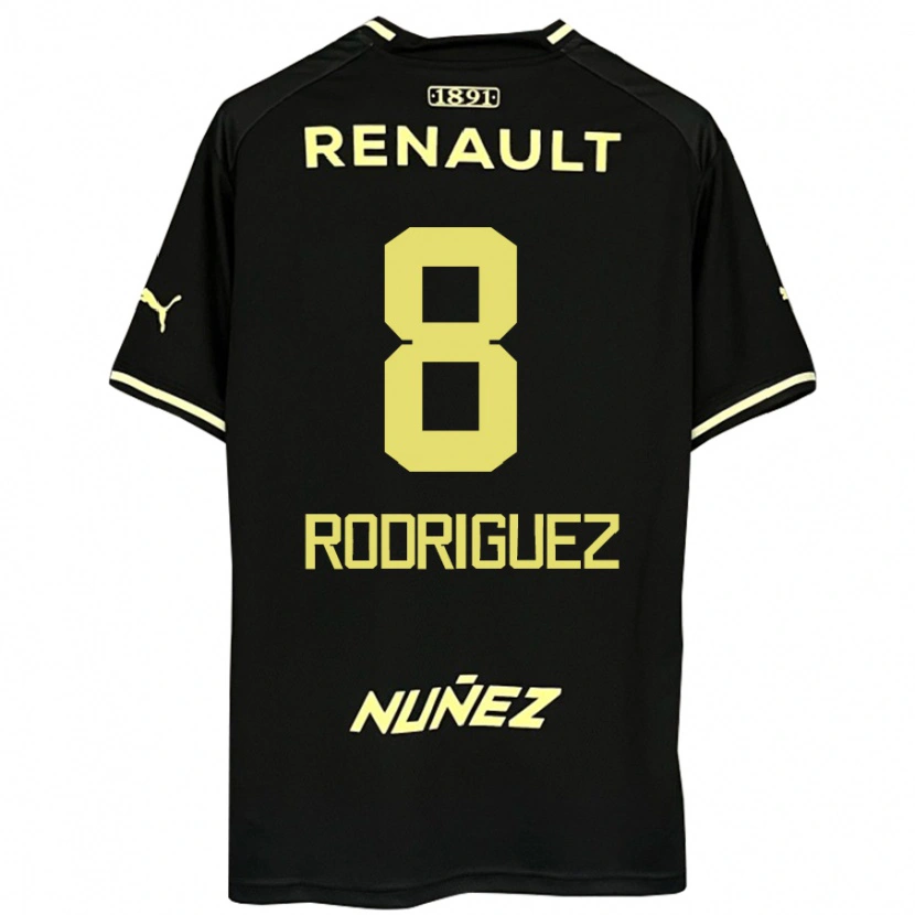Danxen Män Sebastián Rodríguez #8 Svart Gul Bortatröja Matchtröjor 2025/26 Tröjor T-Tröja