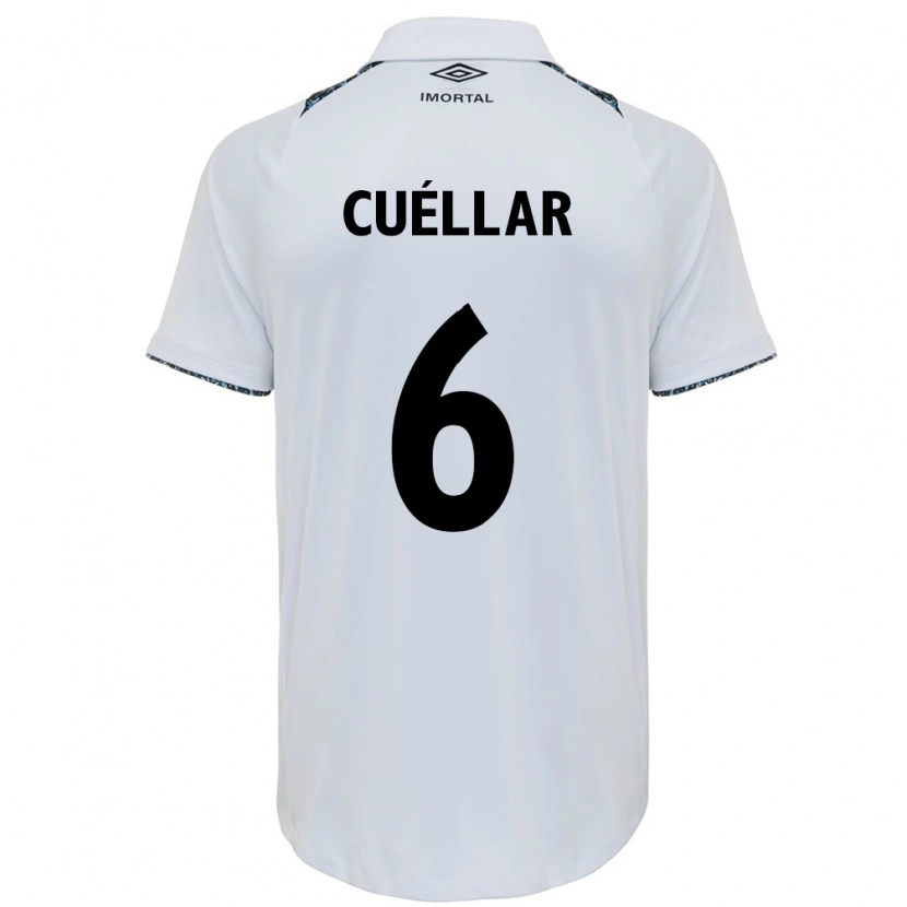 Danxen Män Gustavo Cuéllar #6 Vit Blå Bortatröja Matchtröjor 2025/26 Tröjor T-Tröja