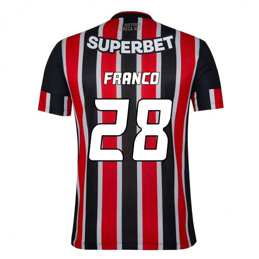 Danxen Män Alan Franco #28 Svart Röd Bortatröja Matchtröjor 2025/26 Tröjor T-Tröja