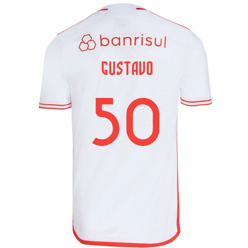 Danxen Män Gustavo #50 Vit Röd Bortatröja Matchtröjor 2025/26 Tröjor T-Tröja